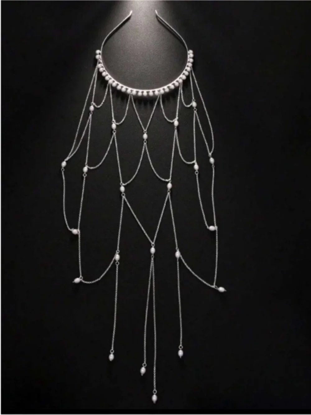 Festival Ready! Silver Pearl Chain Headband New